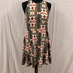 H&M Geometric Print Racerback Fit & Flare Dress Medium
